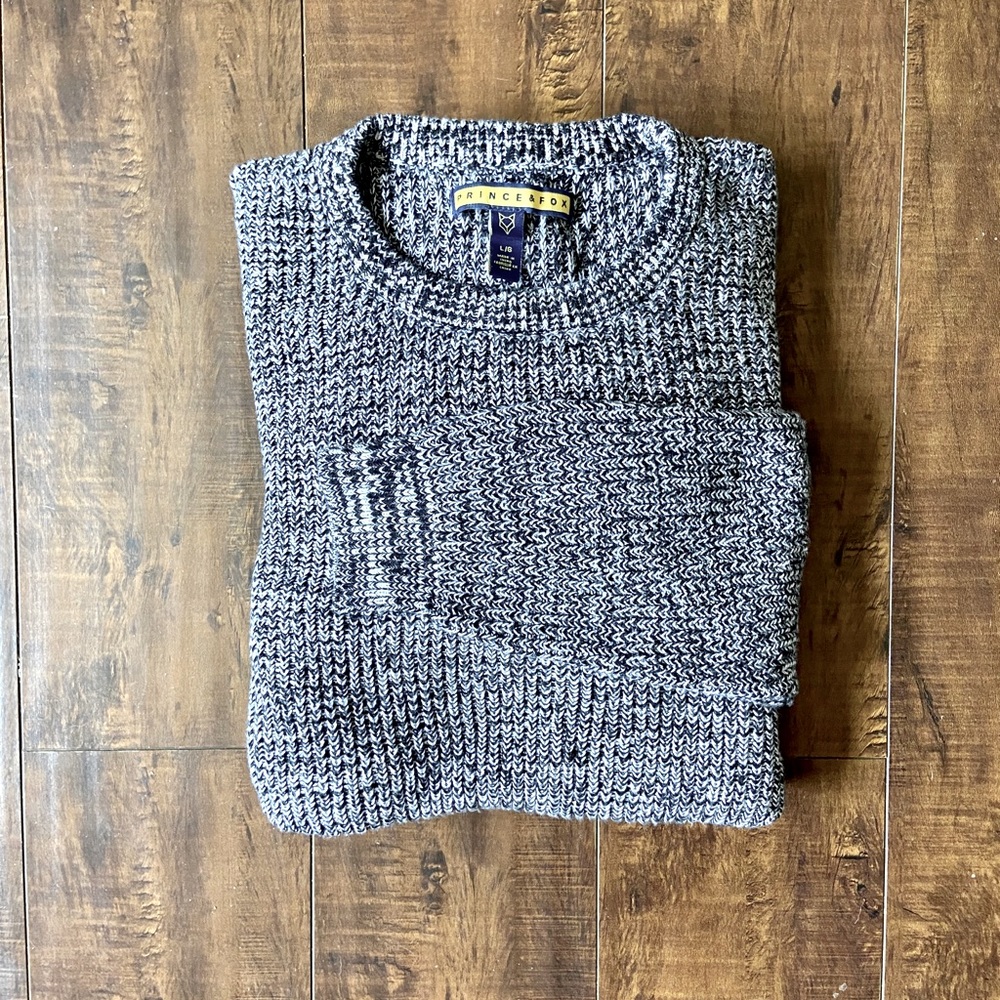 Men's Black & White Cable Knit Sweater